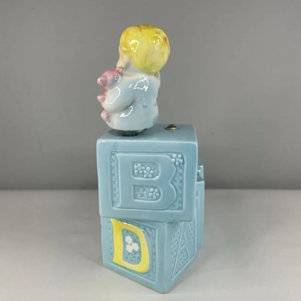 Vintage Nancy Pew Musical ABC Baby Blocks Ceramic Nursery Planter‎